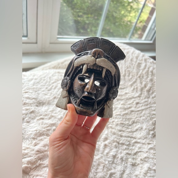 Authentic Mayan Aztec Warrior Mask artifact carved stone from Mexico rare EUC - Picture 2 of 9